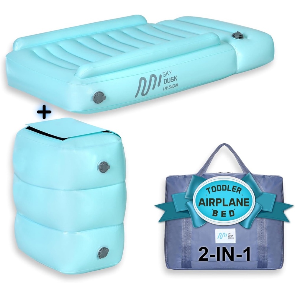 New Inflatable Airplane Bed for Kids - Toddler Portable Bed with Air Pump